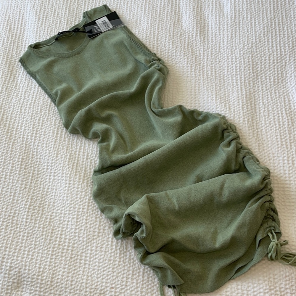 Green adjustable mini to mid dress